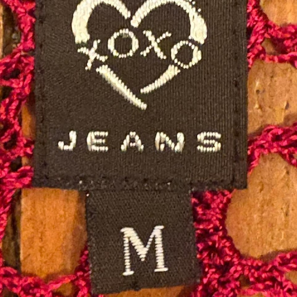 Red y2k crochet cardigan with toe front by XOXO Jeans. - Picture 2 of 2